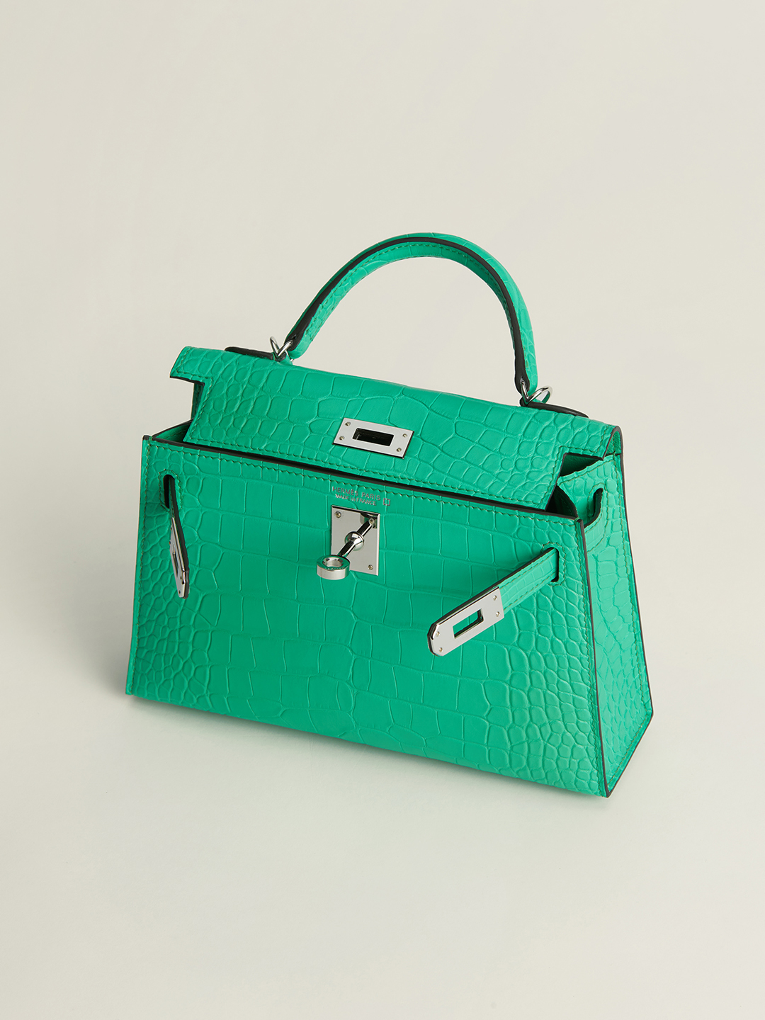 Hermes Kelly Mini II Bag 19CM In Vert Vertigo Matte Alligator Leather